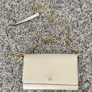 Tory Burch Ivory Crossbody Bag with Gold Chain
